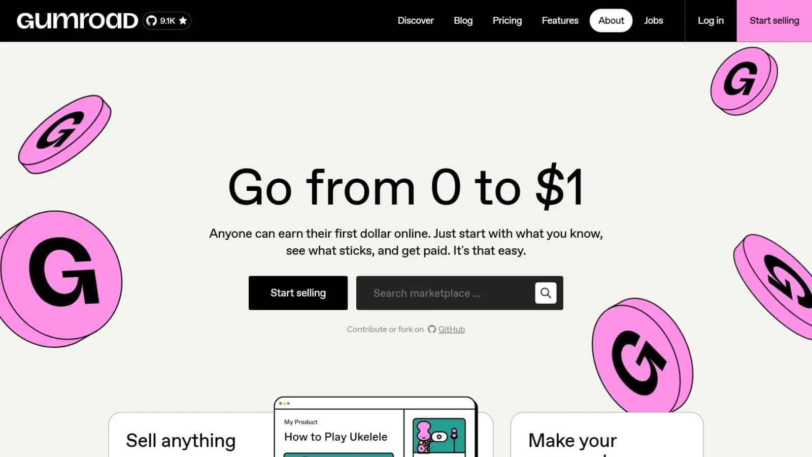 Gumroad high-converting E-commerce landing page making $878,595,861 total