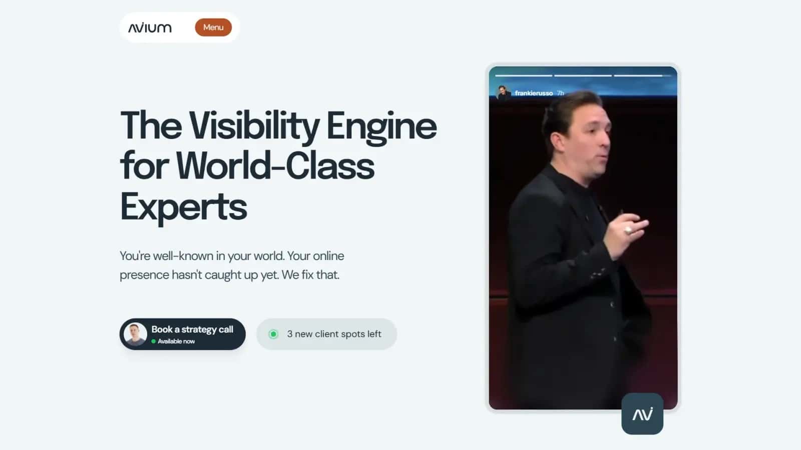 Avium high-converting Agency landing page making $394,597 total