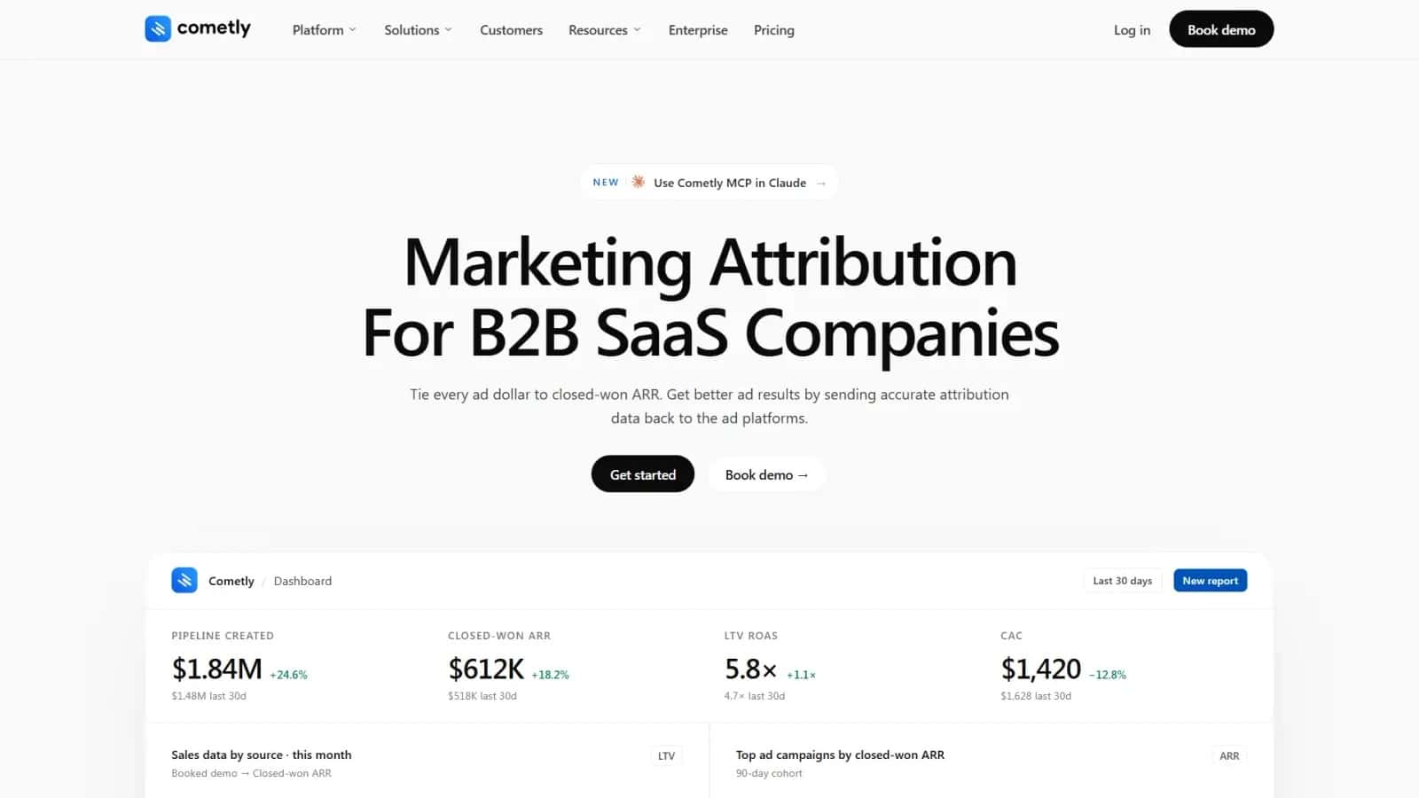 Cometly high-converting Analytics landing page making $200,400/mo