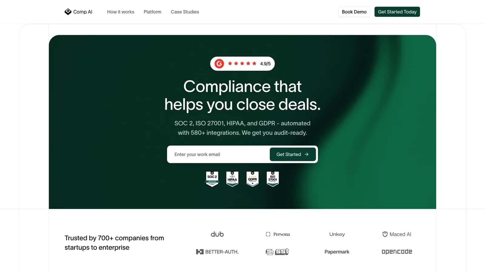 Comp AI high-converting Artificial Intelligence landing page making $15,167/mo