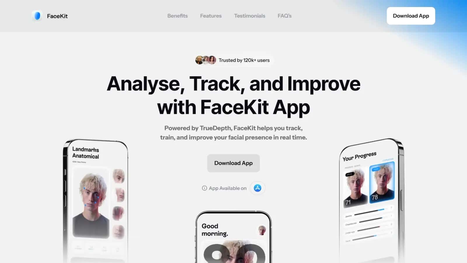 FaceKit high-converting Mobile App landing page making $16,533/mo