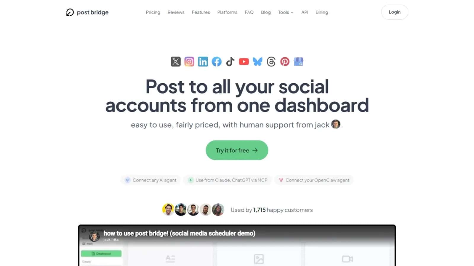 POST BRIDGE high-converting Social Media landing page making $40,358/mo