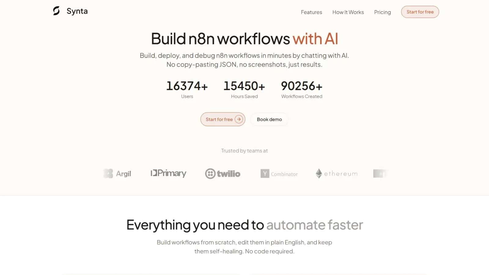 Synta high-converting SaaS landing page making $14,626/mo