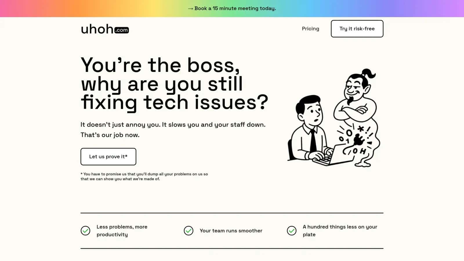 uhoh.com high-converting Customer Support landing page making $29,429/mo