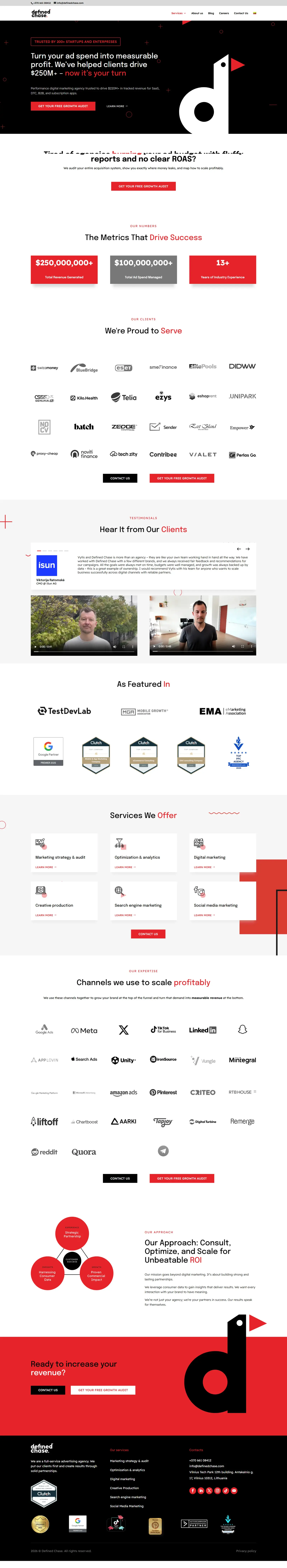 Defined Chase high-converting Agency landing page making $2,110,160 total