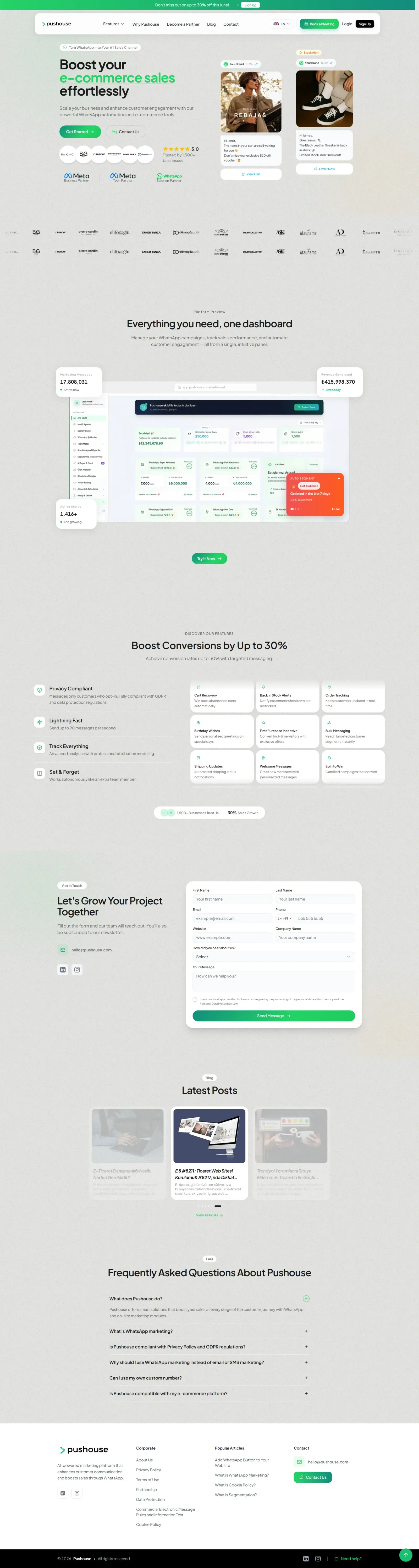 Pushouse high-converting E-commerce landing page making $19,688/mo