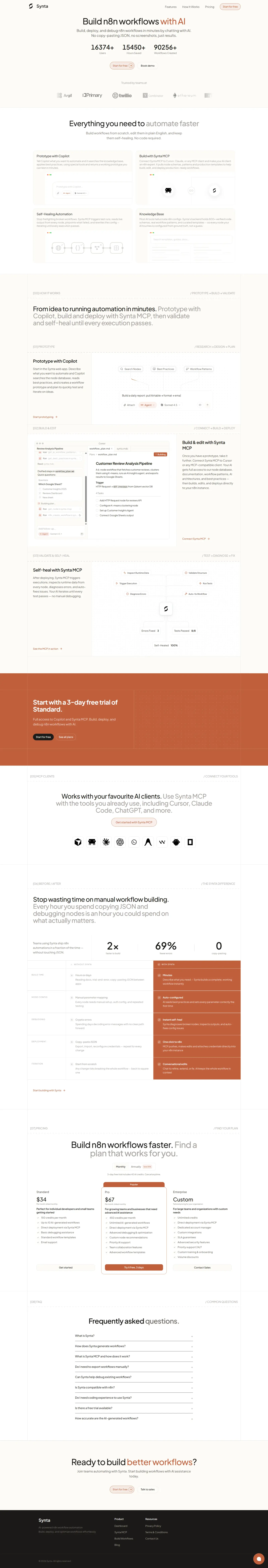 Synta high-converting SaaS landing page making $14,626/mo