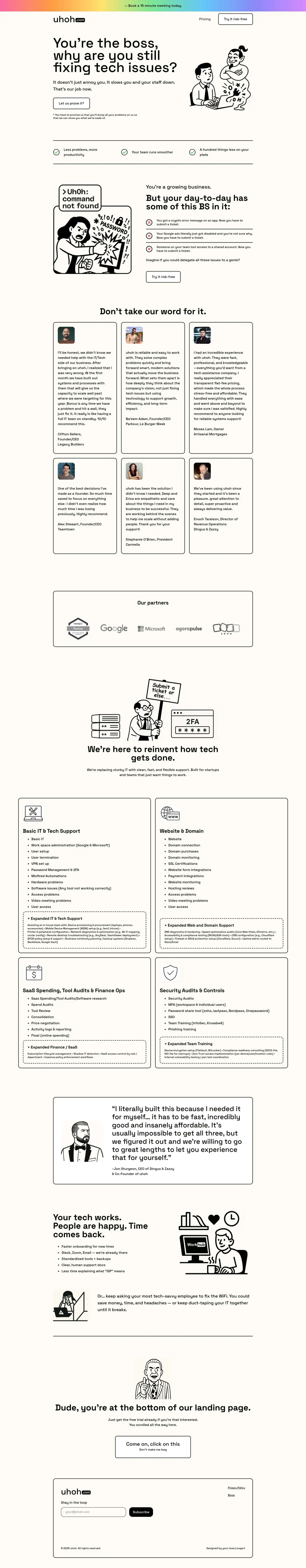 uhoh.com high-converting Customer Support landing page making $29,429/mo